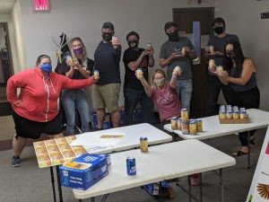 Coworkers celebrating Oktoberfest in the office