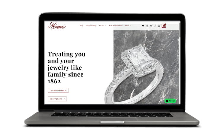Mockup of Morgan's Jewelers website on a laptop